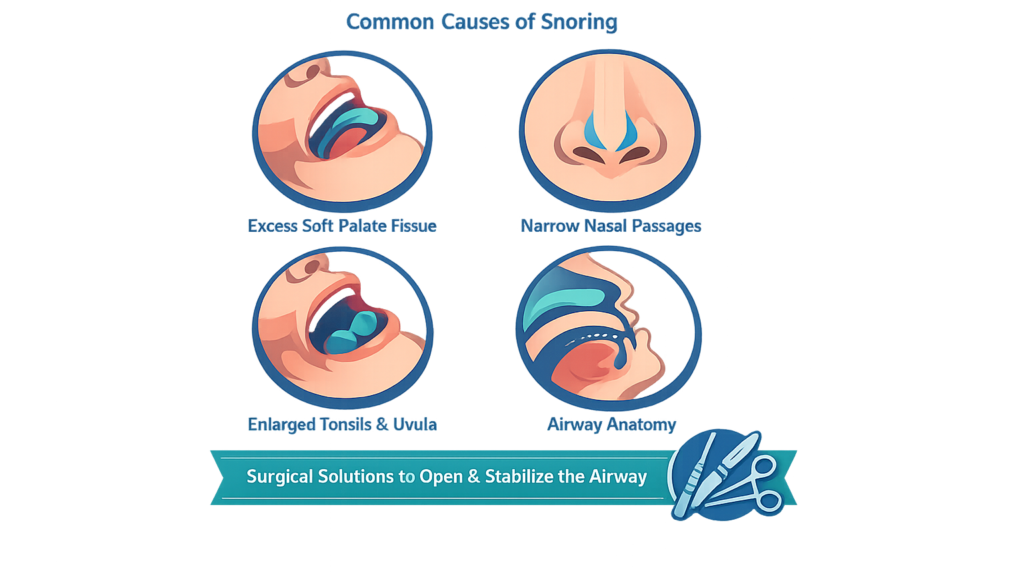 Graphic to explain common causes of snoring